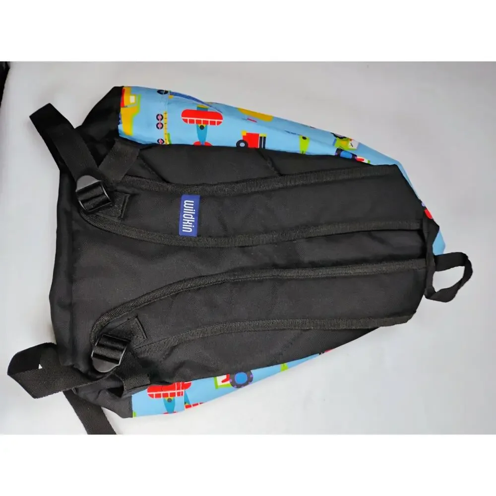Wildkin Kids Preschool Backpack Blue Transportation Print Train Plane Truck